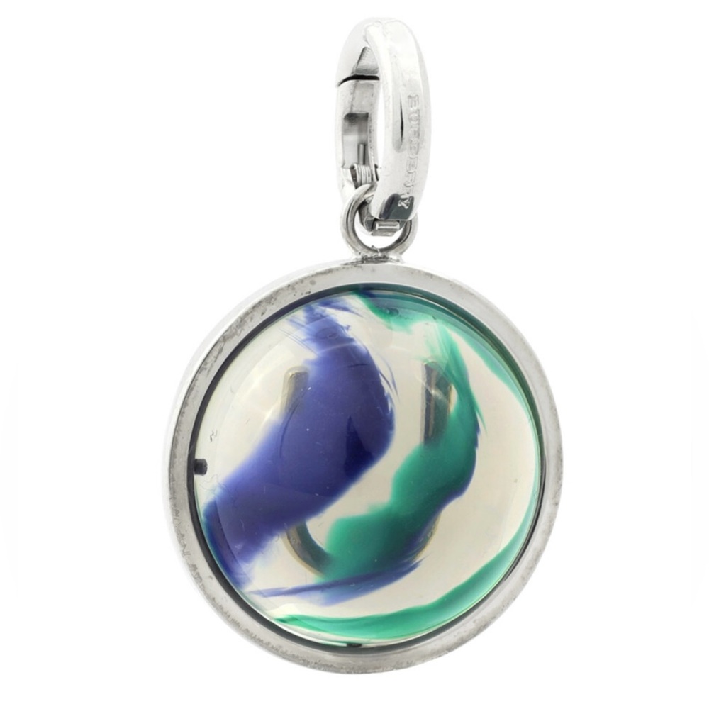 NWT Authentic Burberry U Letter Charm/Silver and Blue Pendant - Picture 4 of 12